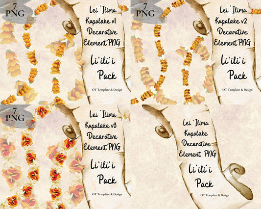 Ilima Tuberose Lei | Hawaiian PNG Decorative Element Liʻiliʻi Pack | Digital Download