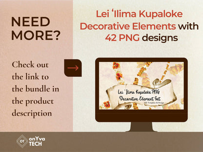 Ilima Tuberose Lei | Hawaiian PNG Decorative Element Liʻiliʻi Pack | Digital Download