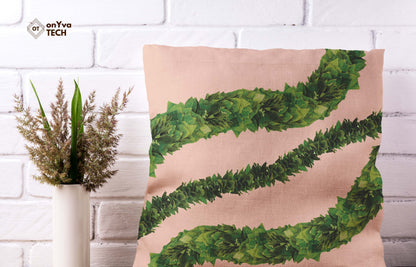  personalized pillow sublimation printed with 3 Kukui Leaf Lei naturally curved PNG going across diagonally 