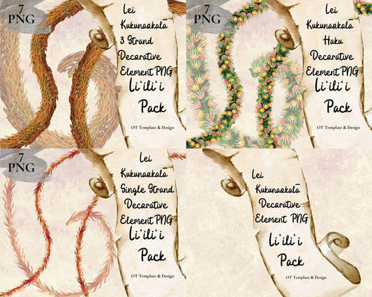 Kukunaokala Lei | Hawaiian PNG Decorative Element Liʻiliʻi Pack | Digital Download