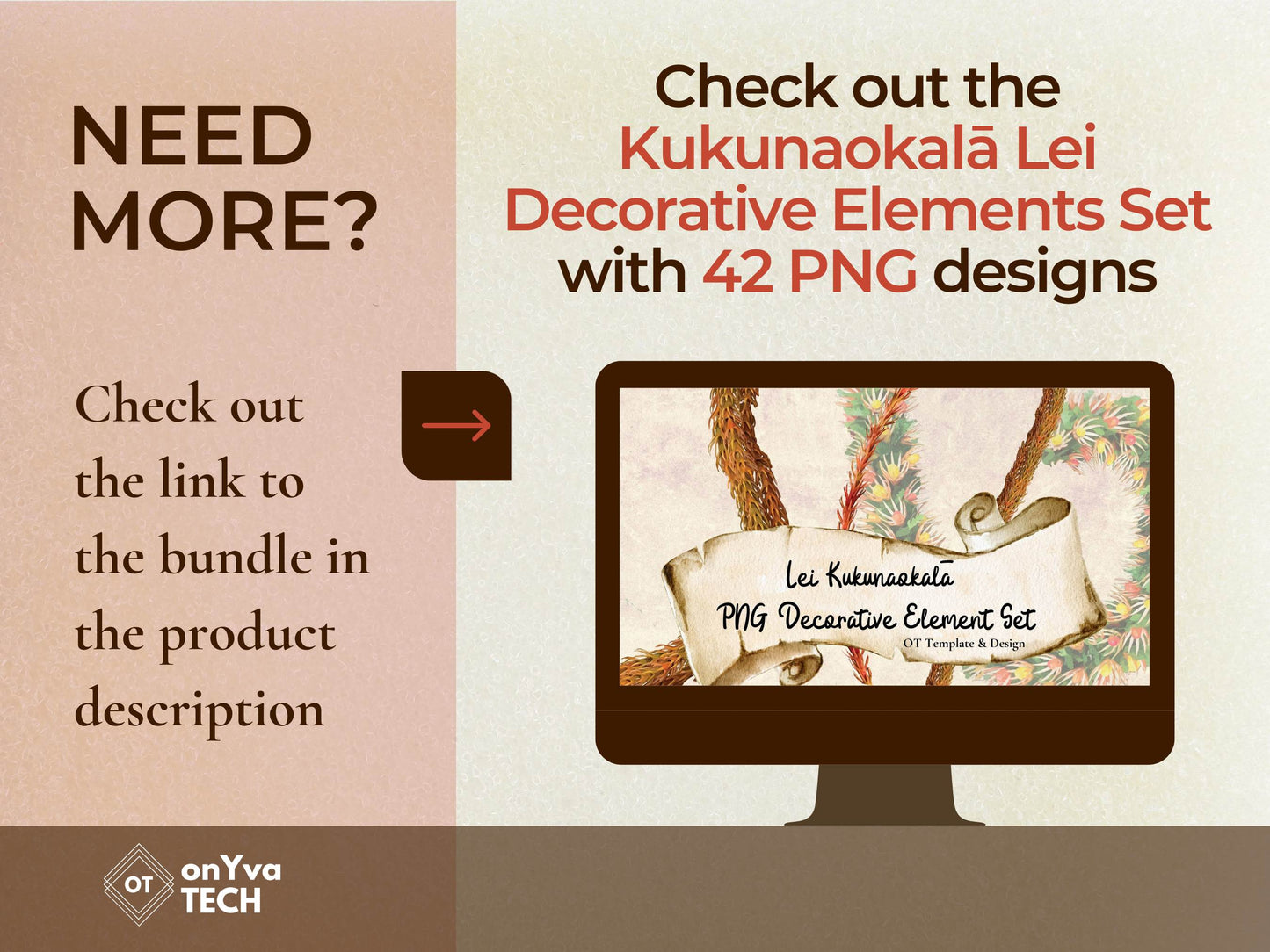 Kukunaokala Lei | Hawaiian PNG Decorative Element Liʻiliʻi Pack | Digital Download