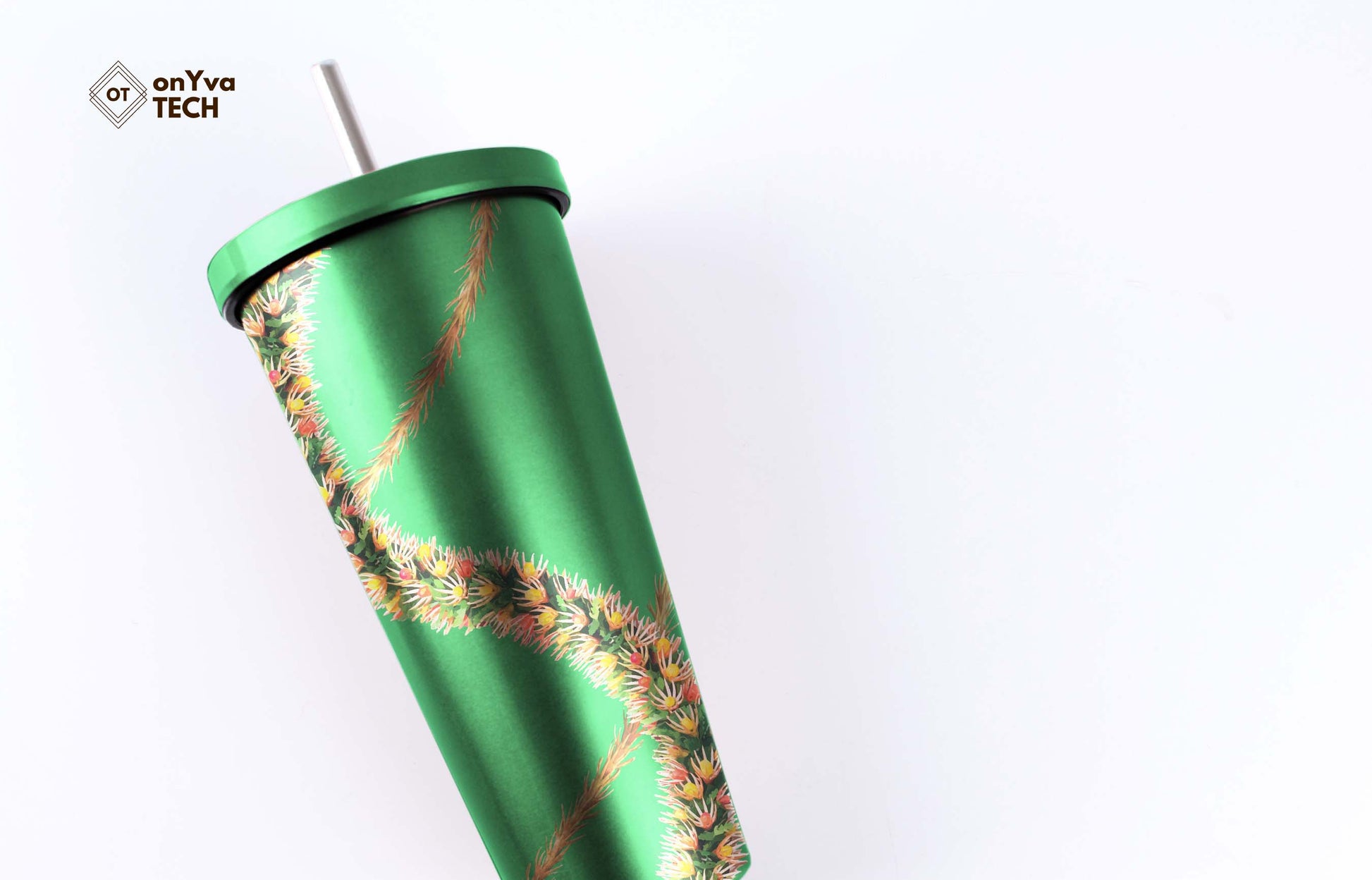  personalized tumbler with a sublimation print of 2 Kukunaokala Lei strand going around 