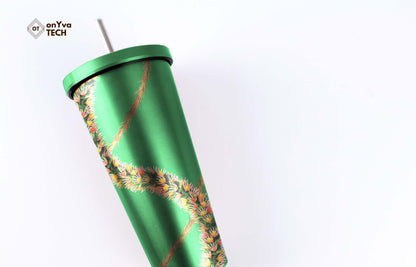  personalized tumbler with a sublimation print of 2 Kukunaokala Lei strand going around 