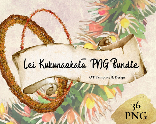 Kukunaokala Lei Hawaiian Frame PNG Bundle Digital Download