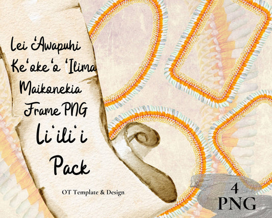Micronesian White Ginger Ilima Lei | Hawaiian Frame PNG Liʻiliʻi Pack | Digital Download