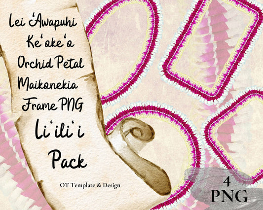 Micronesian White Ginger Purple Orchid Lei | Hawaiian Frame PNG Liʻiliʻi Pack | Digital Download