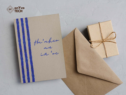  greeting portrait adorned with   Lei Hulu Royal Blue floral border and the words Haaheo au ia oe