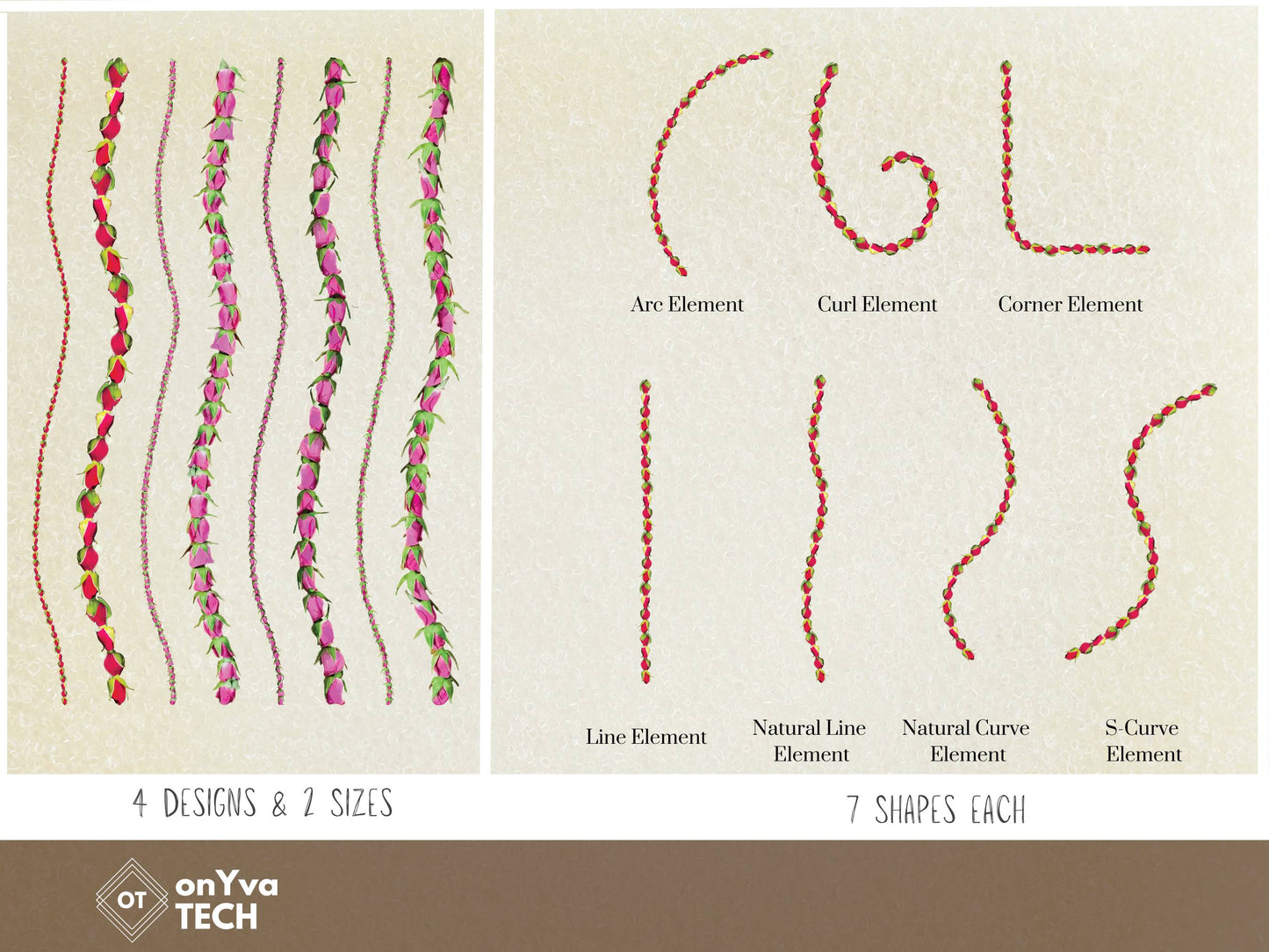 Lokelani Buds Lei | Hawaiian PNG Decorative Element Set | Digital Download