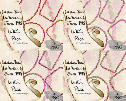 Lokelani Buds Lei | Hawaiian Frame PNG Liʻiliʻi Pack | Digital Download