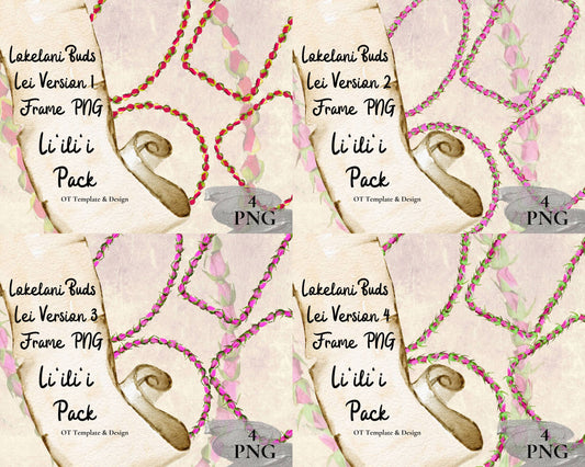 Lokelani Buds Lei | Hawaiian Frame PNG Liʻiliʻi Pack | Digital Download