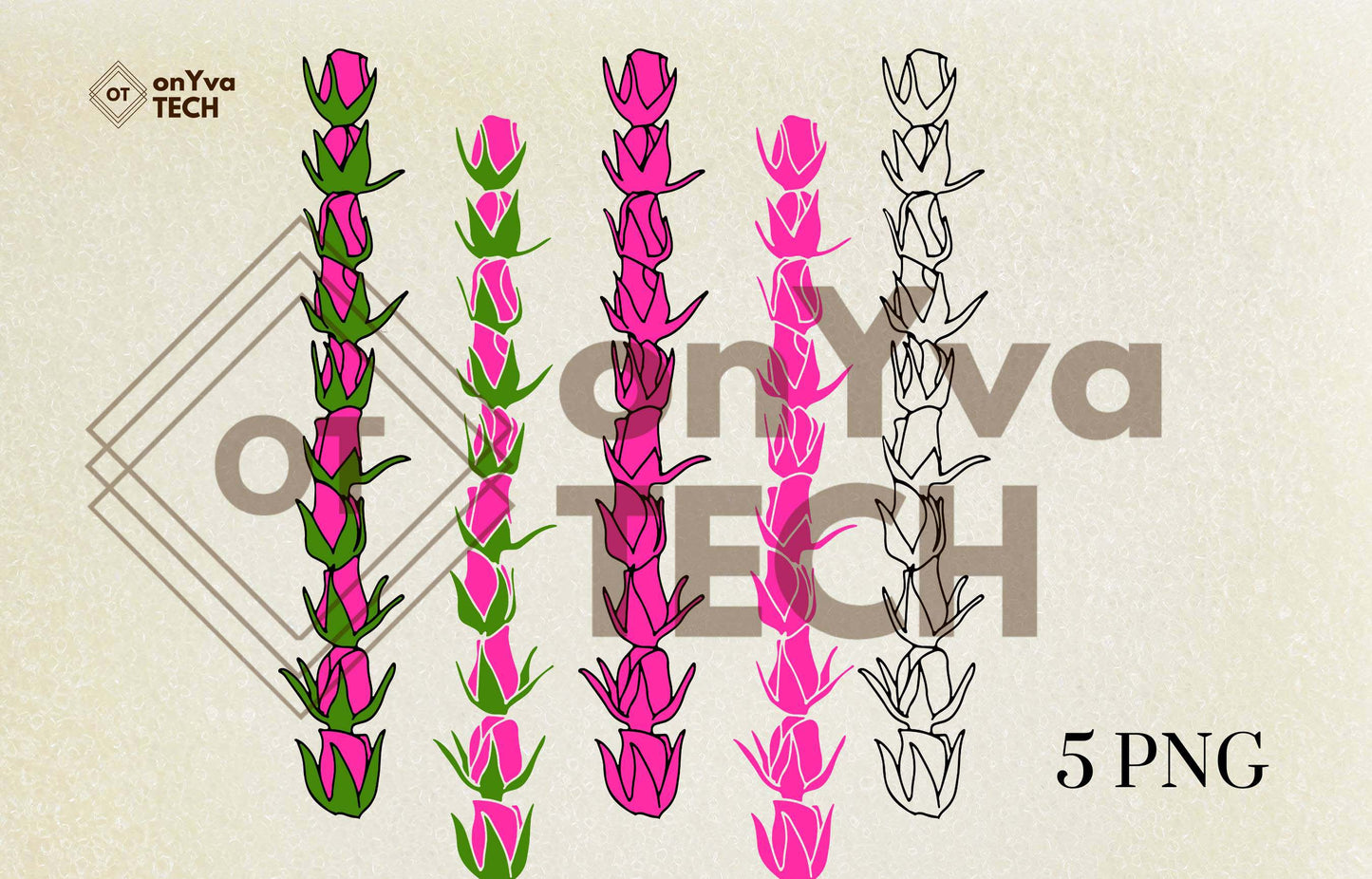 Lokelani Lei SVG PNG | Hawaiian Nature Clipart Bundle | Digital Download