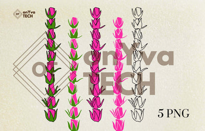 Lokelani Lei SVG PNG | Hawaiian Nature Clipart Bundle | Digital Download