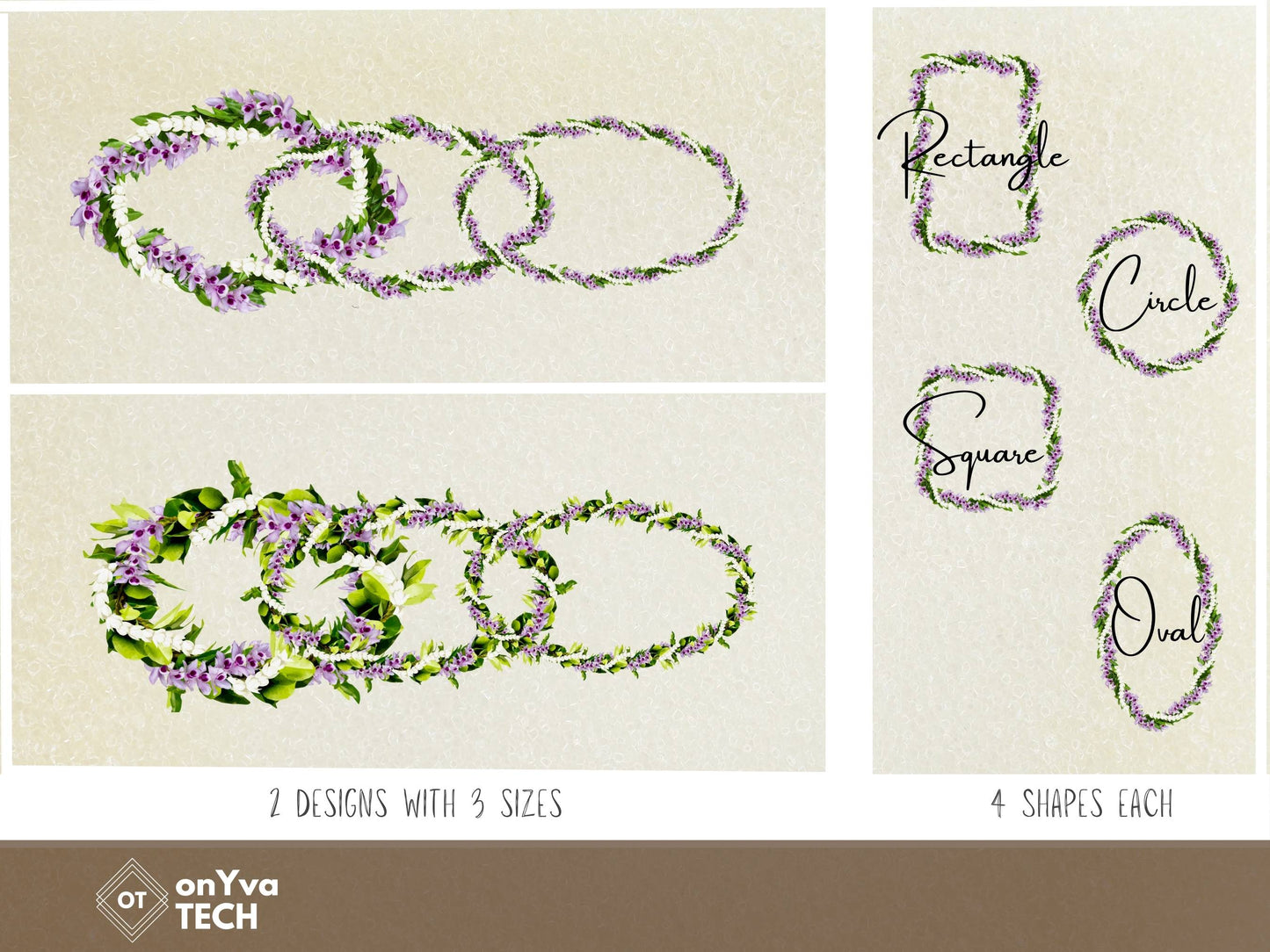 Maile Pikake Honohono 3 Strand Twist Lei | Hawaiian Frame PNG Bundle | Digital Download