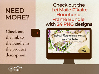 Maile Pikake Honohono 3 Strand Twist Lei | Hawaiian Frame PNG Liʻiliʻi Pack | Digital Download