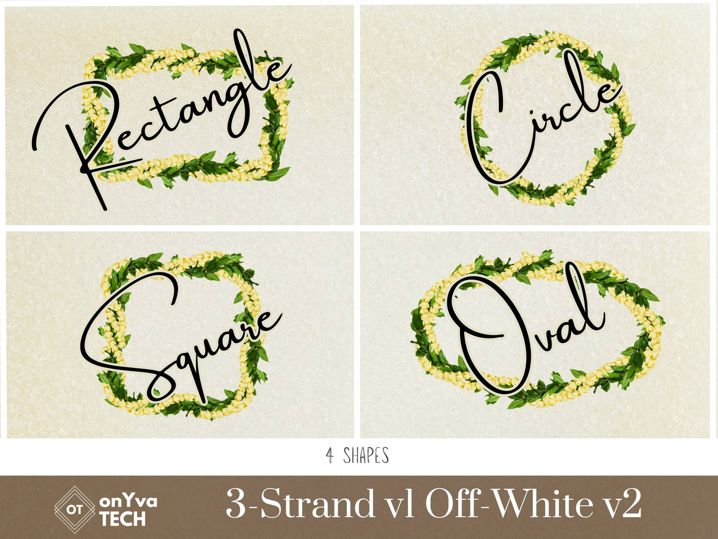 Maile Pikake 3-strand Lei | Hawaiian Frame PNG Liʻiliʻi Pack | Digital Download