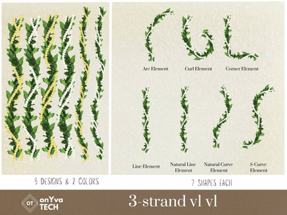 Maile Pikake 3-strand Lei | Hawaiian PNG Decorative Element Set | Digital Download