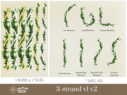 Maile Pikake 3-strand Lei | Hawaiian PNG Decorative Element Set | Digital Download