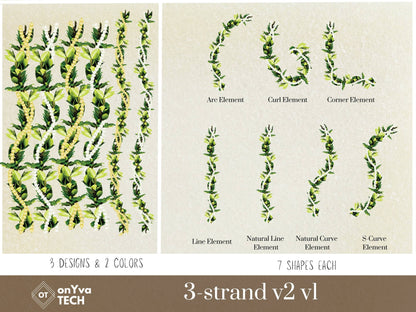 Maile Pikake 3-strand Lei | Hawaiian PNG Decorative Element Set | Digital Download