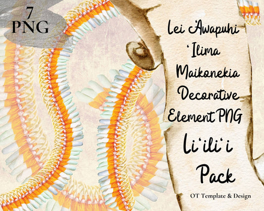 Micronesian Ginger Ilima Lei | Hawaiian PNG Decorative Element Liʻiliʻi Pack | Digital Download