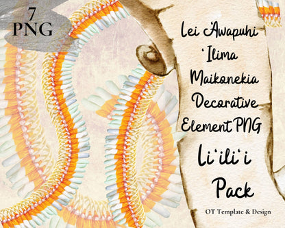 Micronesian Ginger Ilima Lei | Hawaiian PNG Decorative Element Liʻiliʻi Pack | Digital Download
