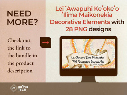 Micronesian Ginger Ilima Lei | Hawaiian PNG Decorative Element Liʻiliʻi Pack | Digital Download