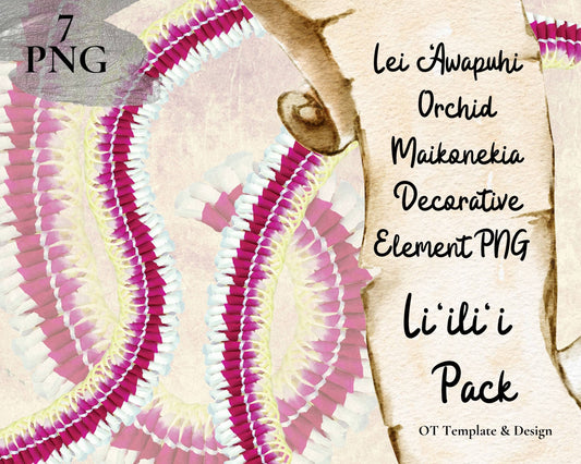 Micronesian Ginger Orchid Lei | Hawaiian PNG Decorative Element Liʻiliʻi Pack | Digital Download