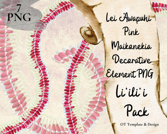 Micronesian Pink Ginger Lei | Hawaiian PNG Decorative Element Liʻiliʻi Pack | Digital Download