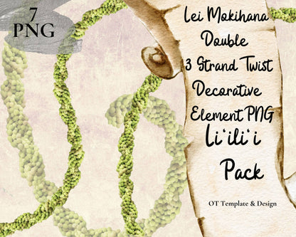 Mokihana Double 3 Strand Twist Lei | Hawaiian PNG Decorative Element Liʻiliʻi Pack | Digital Download