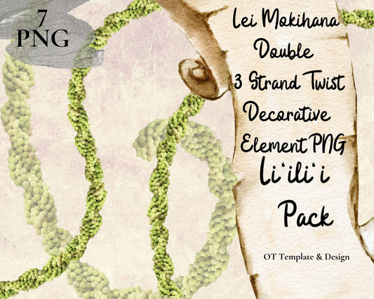Mokihana Double 3 Strand Twist Lei | Hawaiian PNG Decorative Element Liʻiliʻi Pack | Digital Download