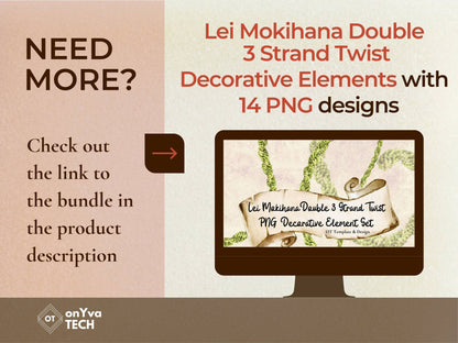 Mokihana Double 3 Strand Twist Lei | Hawaiian PNG Decorative Element Liʻiliʻi Pack | Digital Download