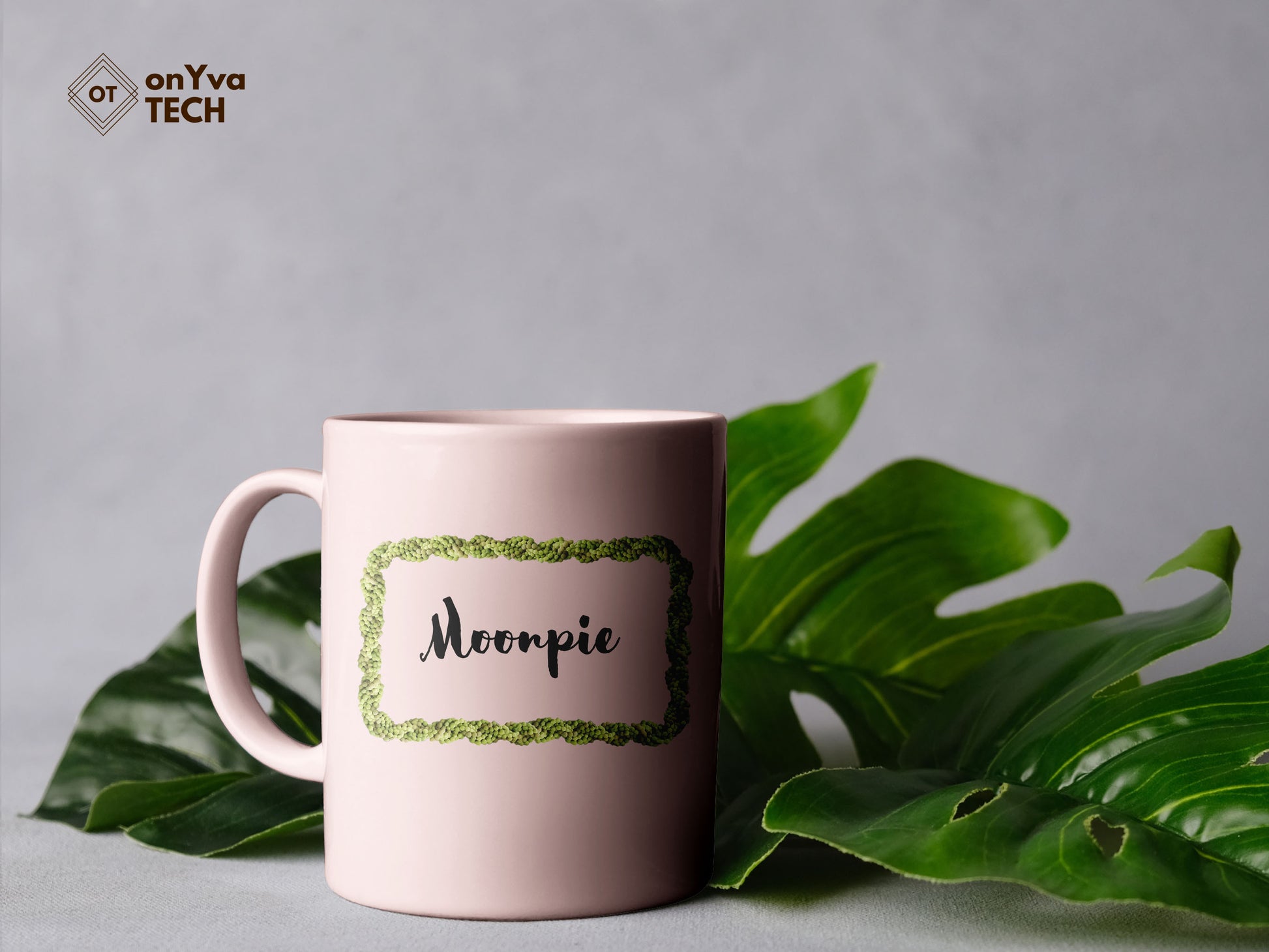 personalized mug sublimation print with  Mokihana Lei PNG going around and the words: Moonpie