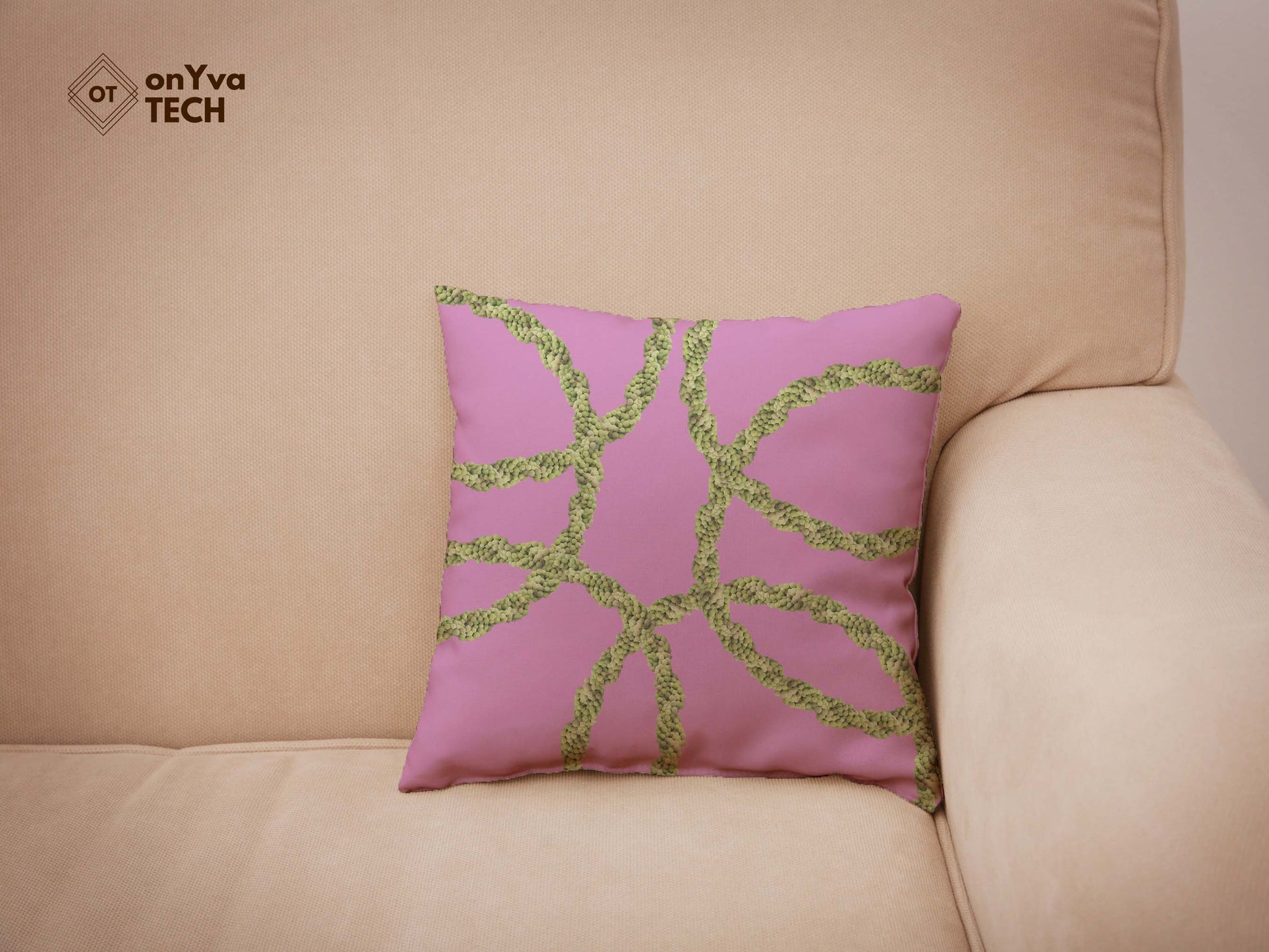  custom print pillow with several circle of Mokihana Lei  