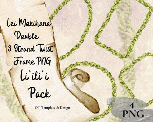 Mokihana Double 3 Strand Twist Lei | Hawaiian Frame PNG Liʻiliʻi Pack | Digital Download