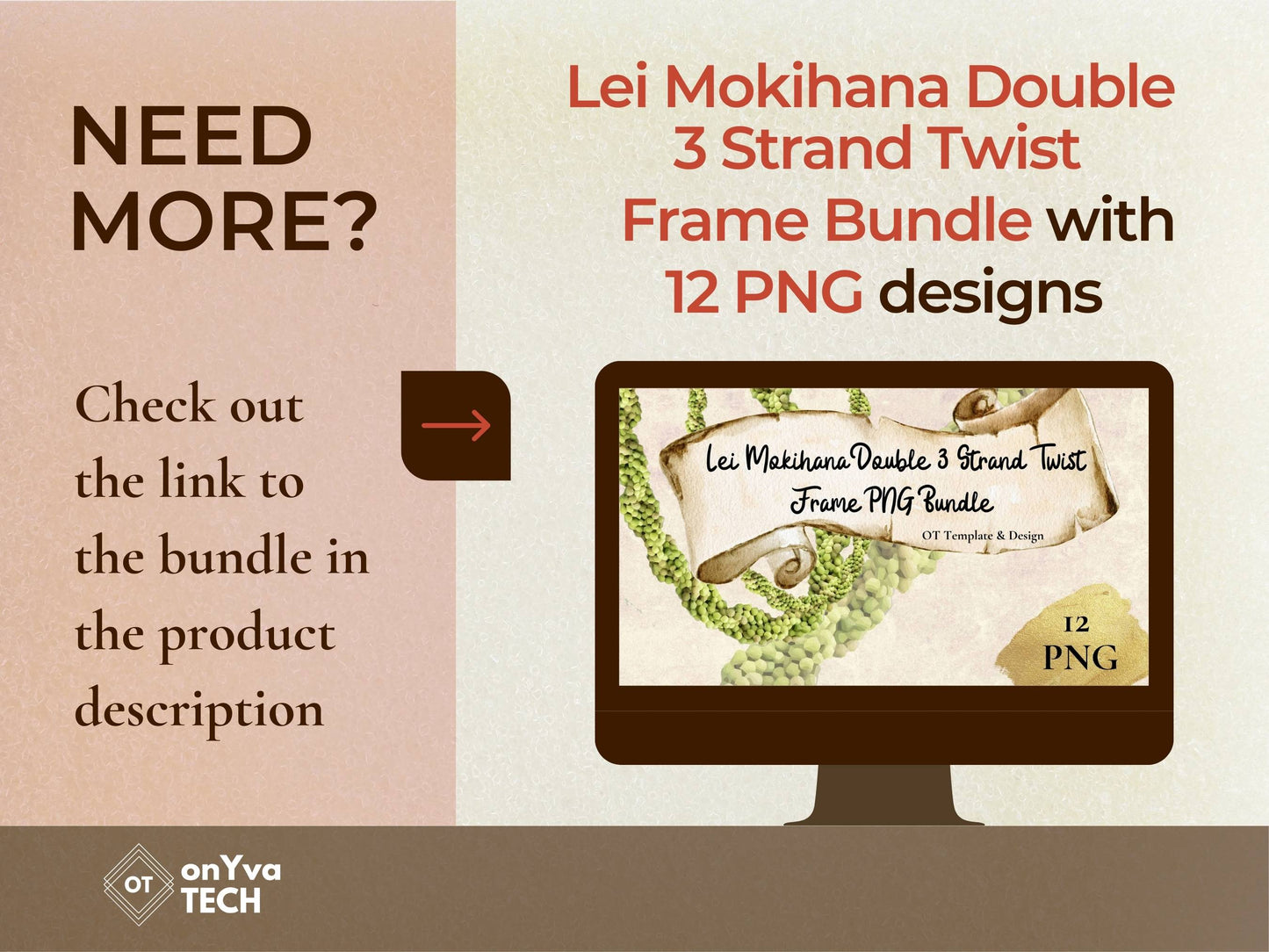 Mokihana Double 3 Strand Twist Lei | Hawaiian Frame PNG Liʻiliʻi Pack | Digital Download