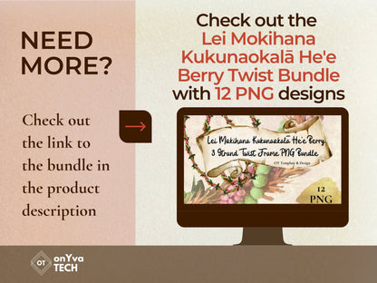 Mokihana Kukunaokala He'e Berry 3 Strand Twist Lei | Hawaiian Frame PNG Liʻiliʻi Pack | Digital Download