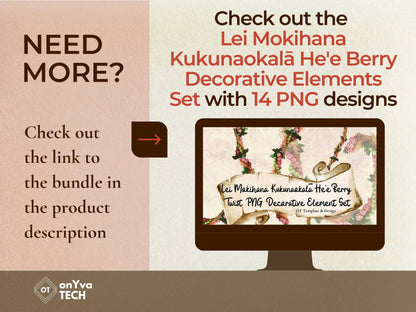 Mokihana Kukunaokala He'e Berry 3 Strand Twist Lei | Hawaiian PNG Decorative Element Liʻiliʻi Pack | Digital Download