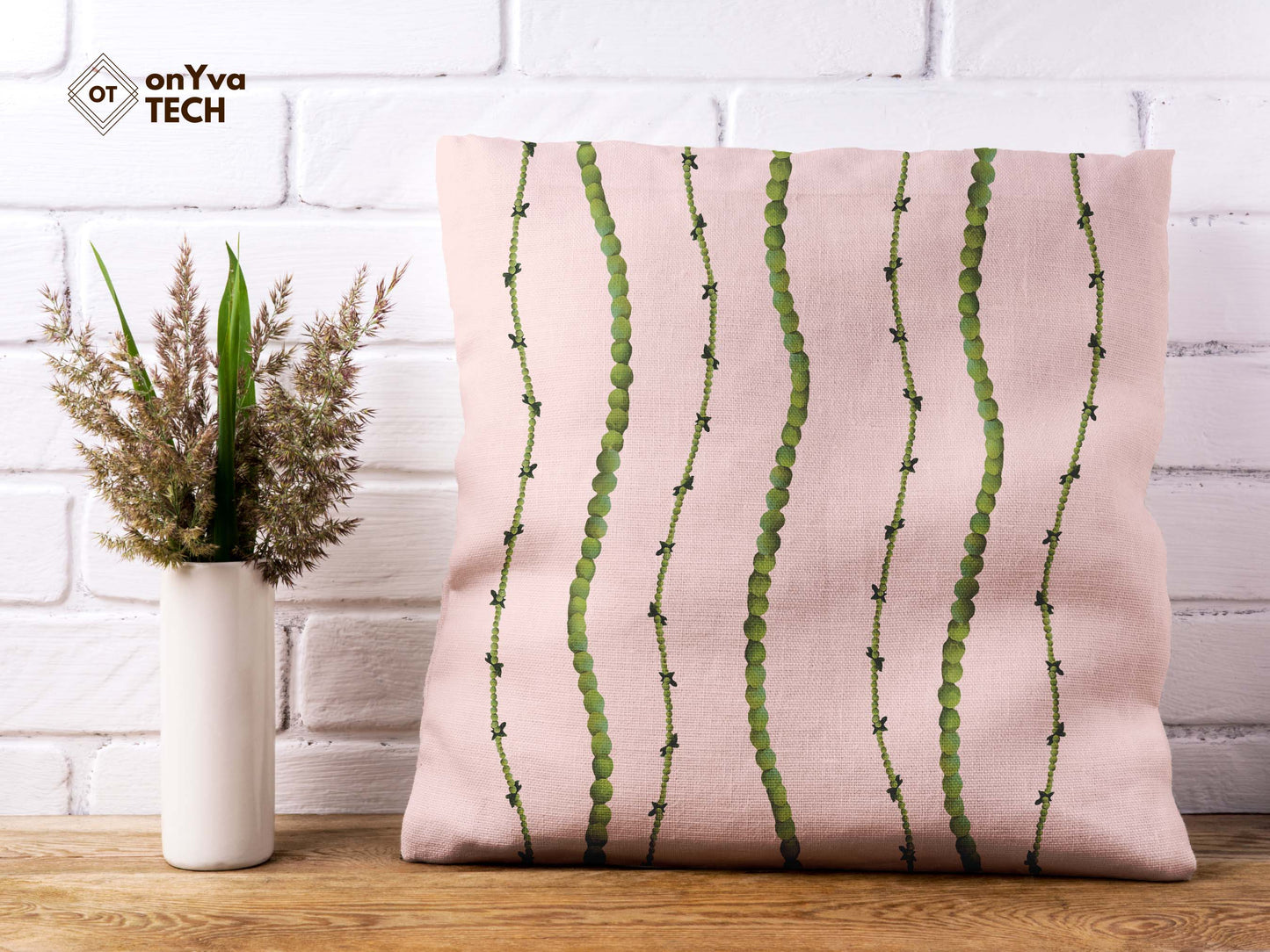  personalized pillow sublimation printed with  Mokihana Lei naturally curved PNG going across 