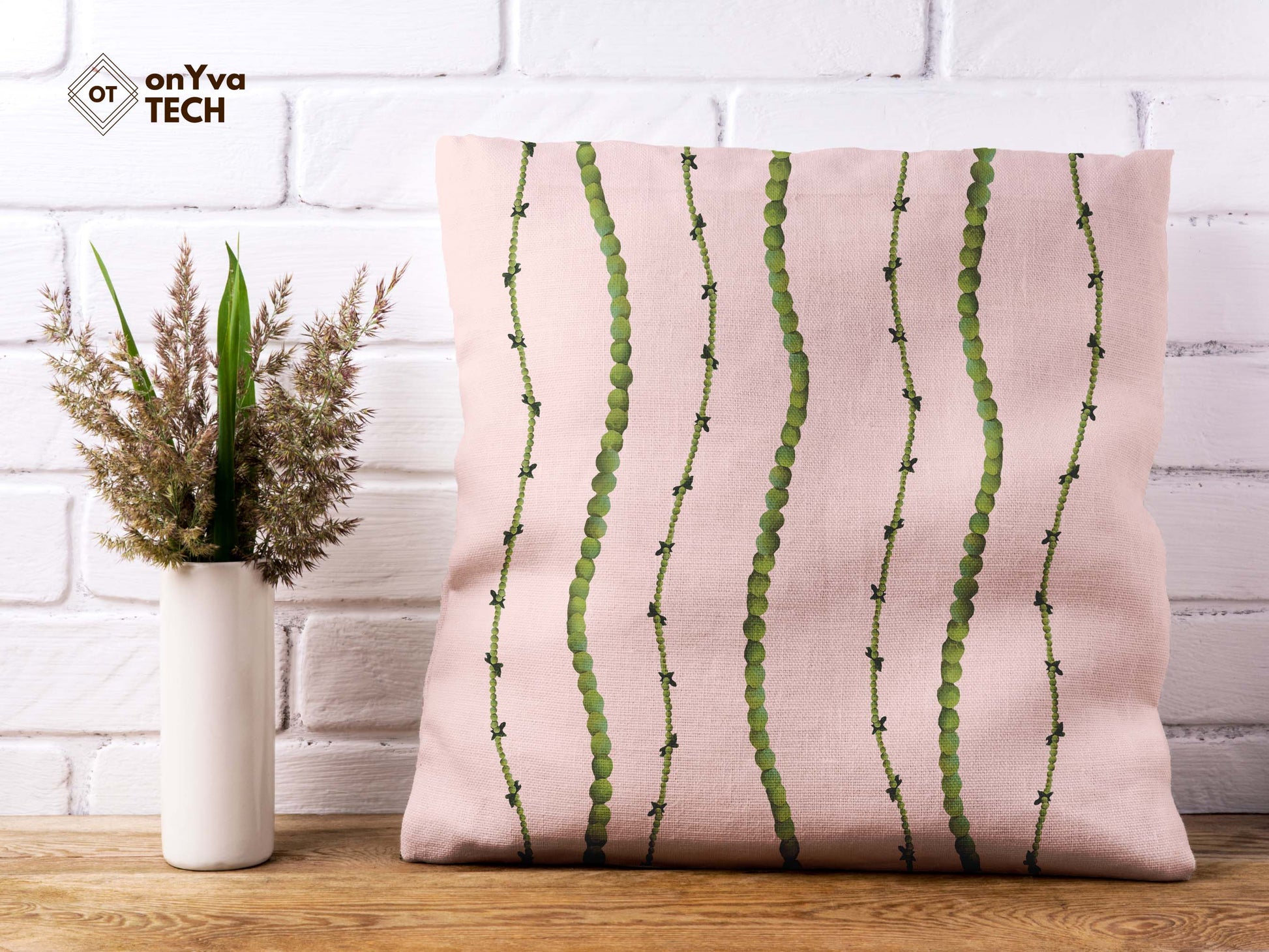  personalized pillow sublimation printed with  Mokihana Lei naturally curved PNG going across 