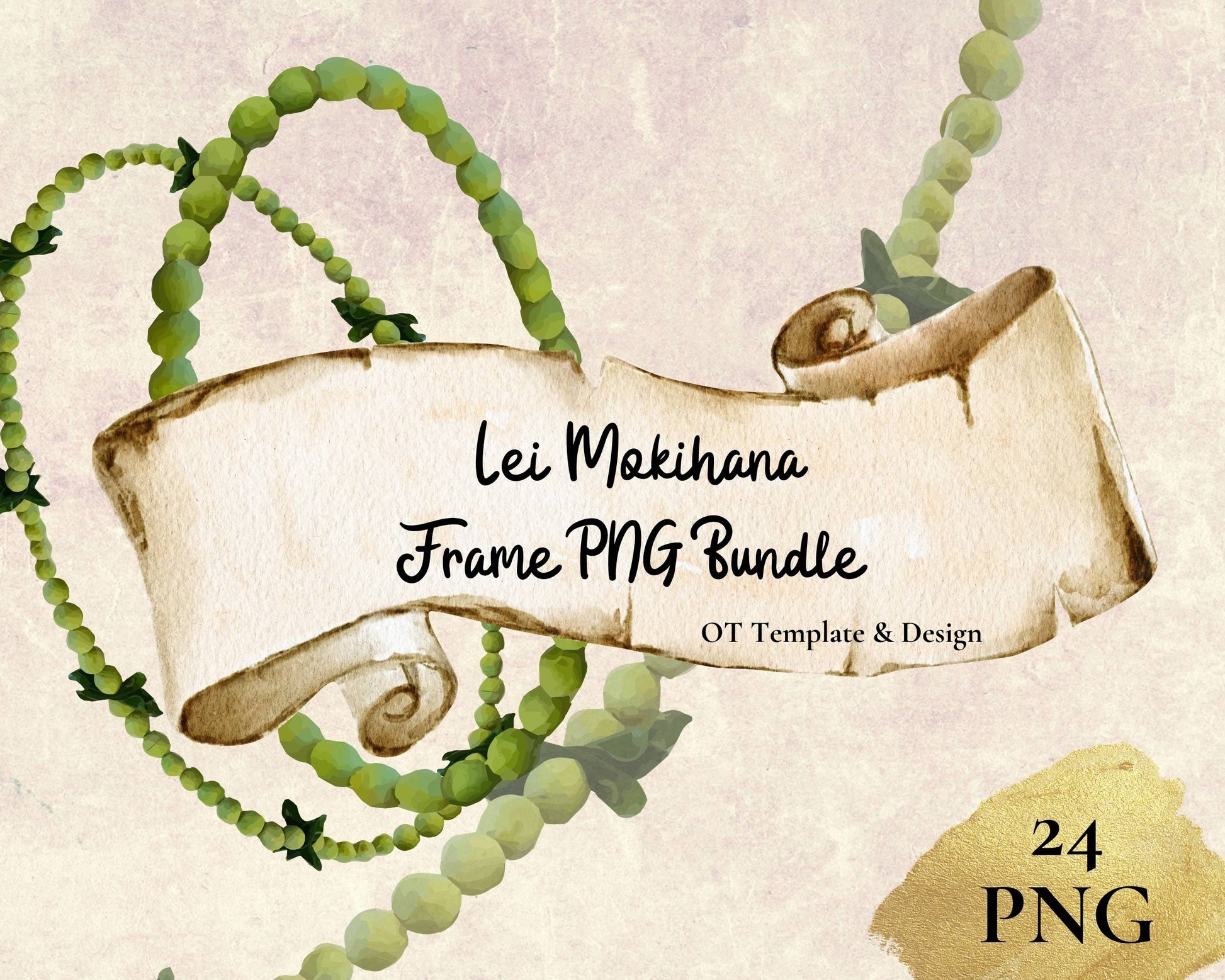 Mokihana Lei, Hawaiian Flower Frame PNG Bundle, Digital Download