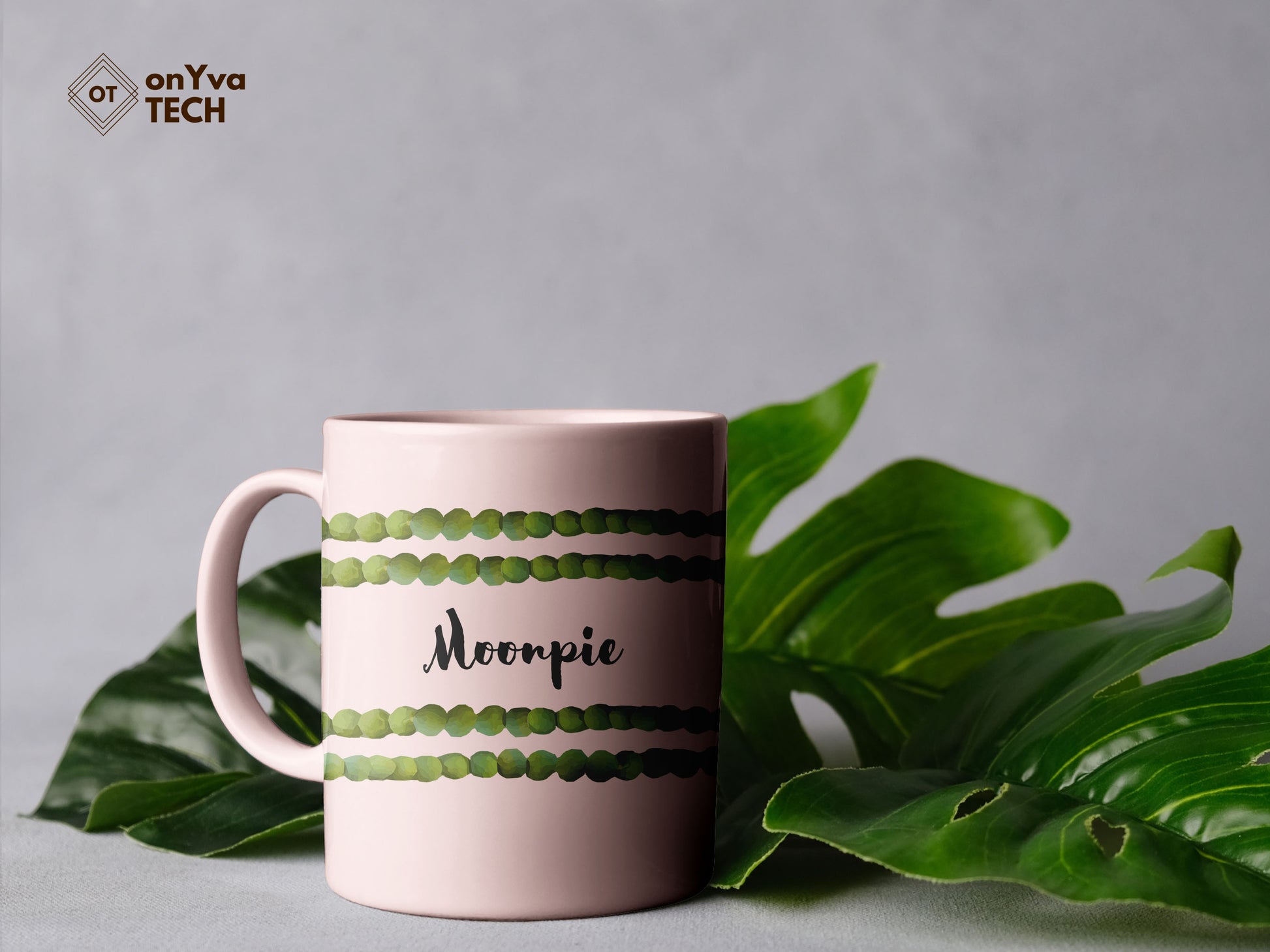  personalized mug sublimation print with  Mokihana Lei PNG going around and the words: Moonpie