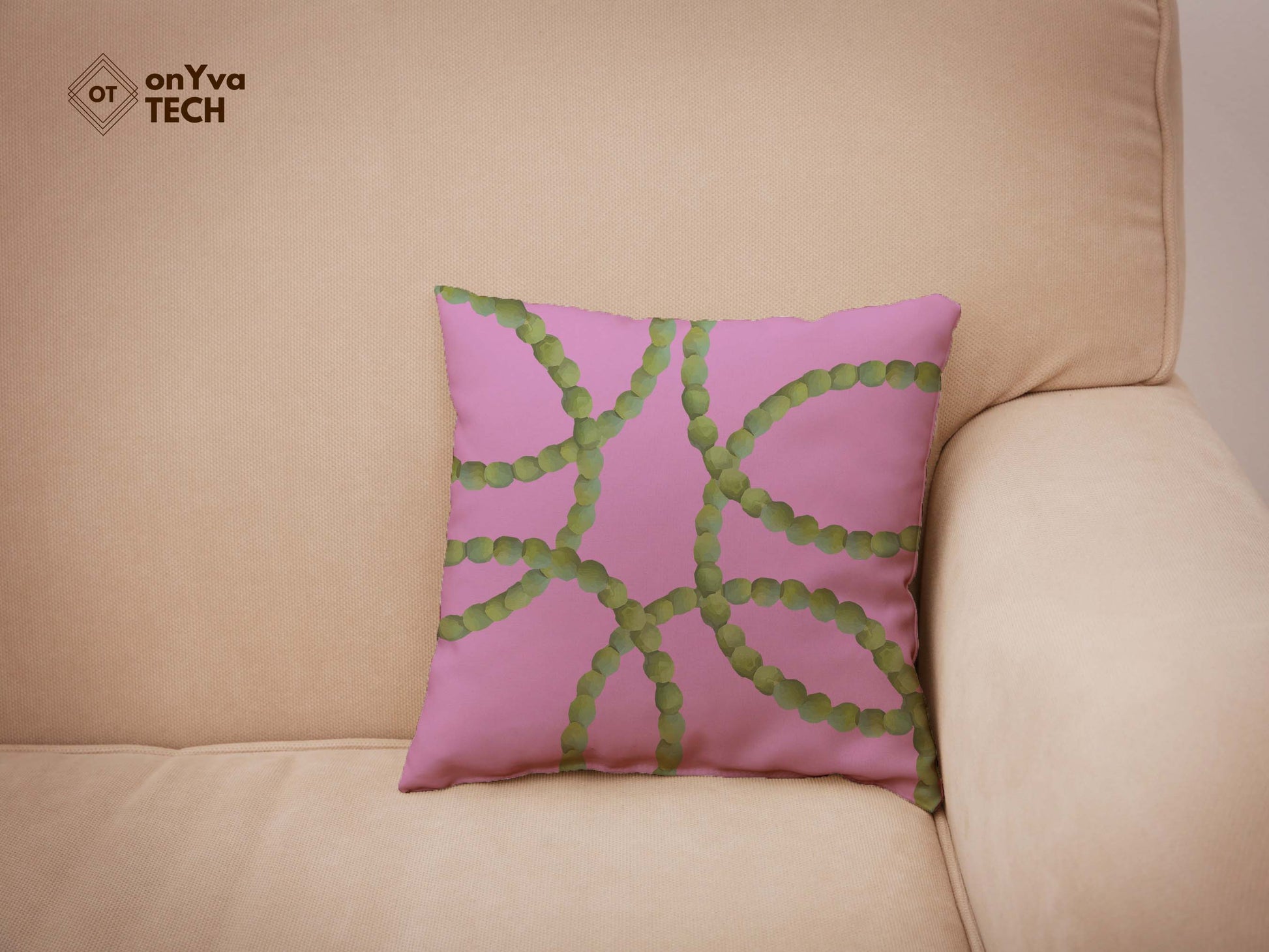  custom print pillow with several circle of Mokihana Lei  