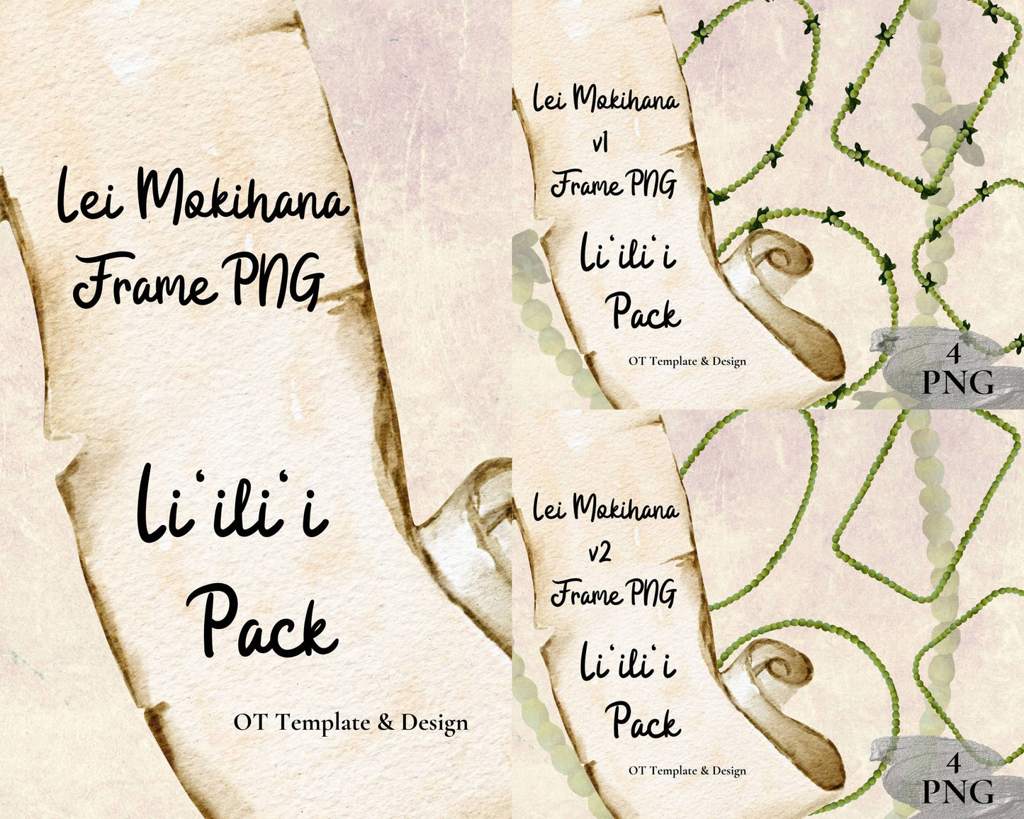 Mokihana Lei | Hawaiian Frame PNG Liʻiliʻi Pack | Digital Download