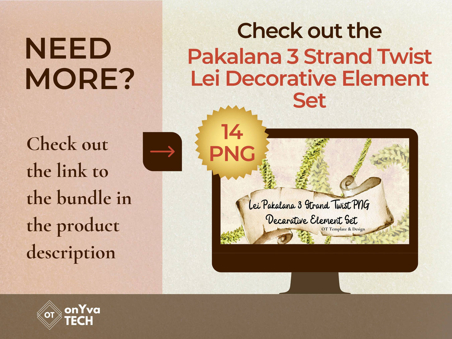 Pakalana 3 Strand Twist Lei | Hawaiian PNG Decorative Element Liʻiliʻi Pack | Digital Download