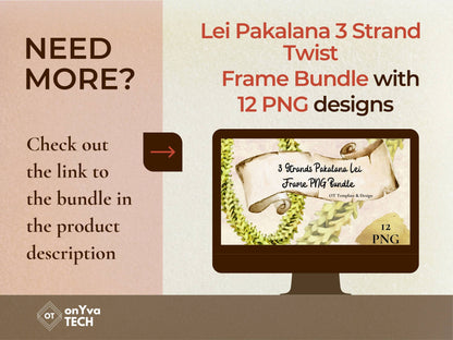 Pakalana 3 Strand Twist Lei | Hawaiian Frame PNG Liʻiliʻi Pack | Digital Download