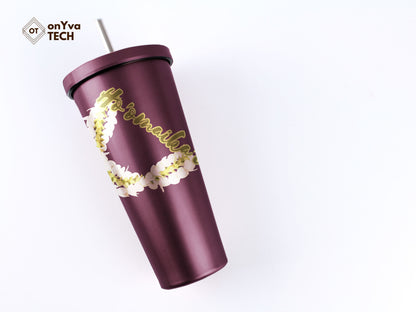  personalized tumbler with a sublimation print of  Pakalana Pikake 3 Strand Twist Lei strand going around 