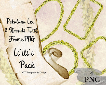 Pakalana 3 Strand Twist Lei | Hawaiian Frame PNG Liʻiliʻi Pack | Digital Download