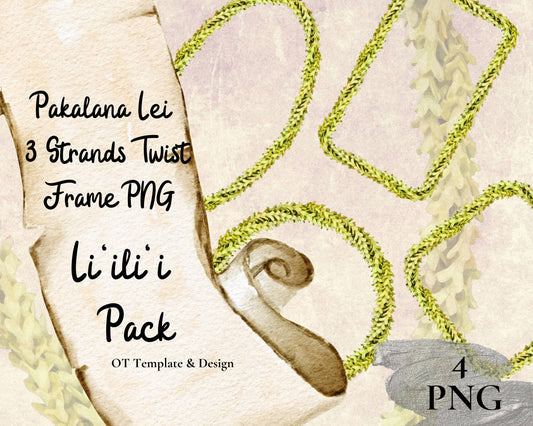 Pakalana 3 Strand Twist Lei | Hawaiian Frame PNG Liʻiliʻi Pack | Digital Download