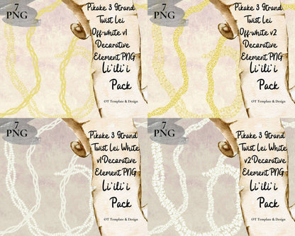 Pikake 3 Strand Twist Lei | Hawaiian PNG Decorative Element Liʻiliʻi Pack | Digital Download
