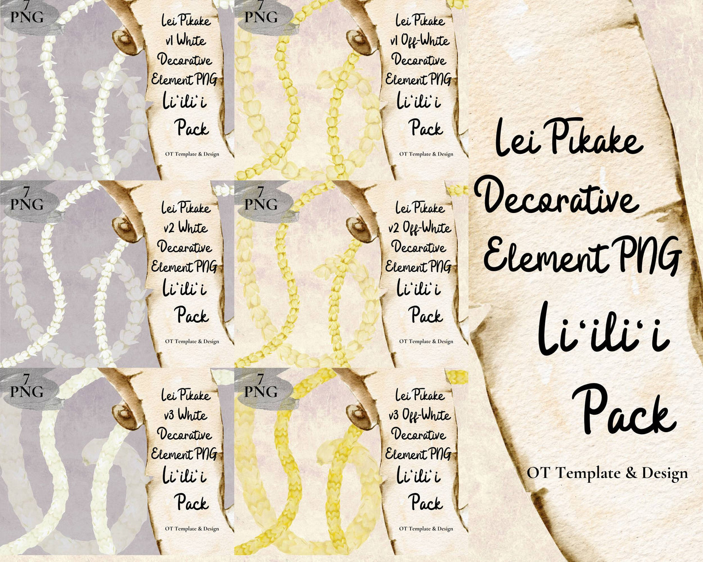 Pikake Lei | Hawaiian PNG Decorative Element Liʻiliʻi Pack | Digital Download