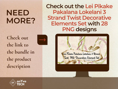Pikake Pakalana Lokelani 3 Strand Twist Lei | Hawaiian PNG Decorative Element Liʻiliʻi Pack | Digital Download